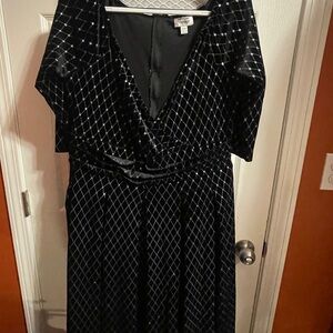 Unique Vintage Black Diamond Pattern Dress